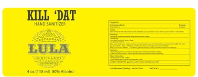 118ml label - Kill Dat Hand Sanitizer Label 118 